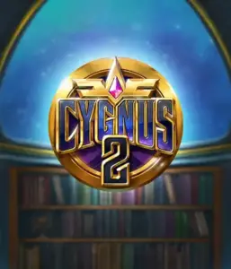 Explore the enchanting artwork of ELK Studios' Cygnus 2 Slot, featuring a luxurious golden emblem with a vibrant color scheme. Set against a mystical library setting, this image evokes the theme of mystical exploration. 